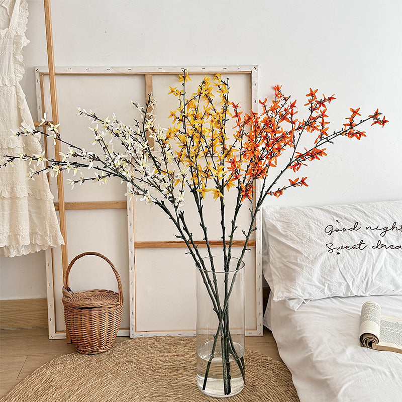 Kunstblütenzweig mit detailreichen Gelben Blüten Karnz