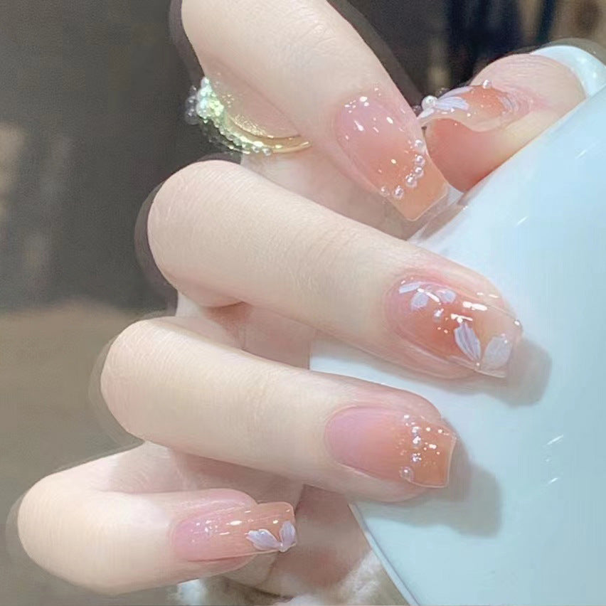 Elegante Blumendruck-Nageltips