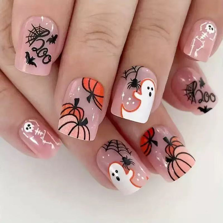 Halloween Kunstnagelset mit gruseligen 3D-Motiven und Spinnenverzierungen Karnz