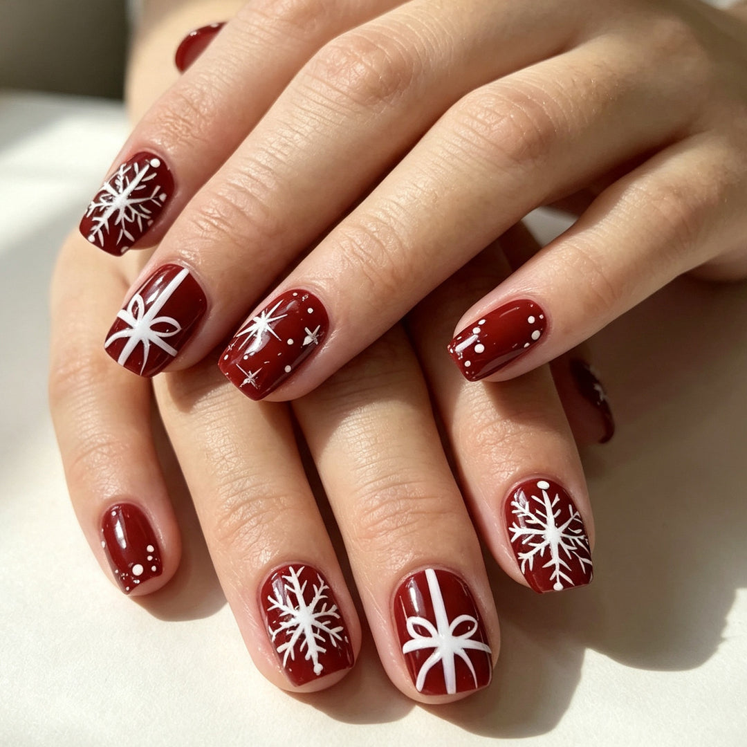 Festliche Schneeflocken-Nagelkunst-Verzierungen Karnz