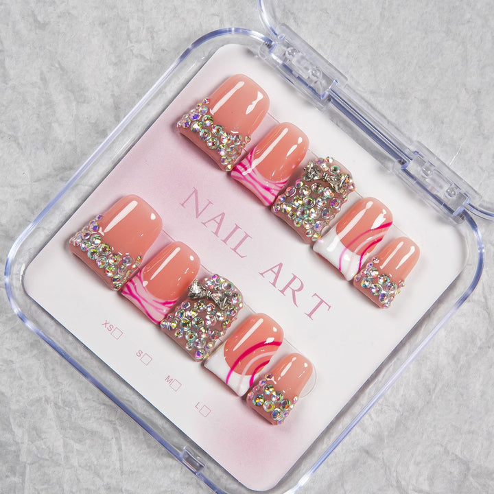 Glamouröses Strass Press-On Nageldesign Set
