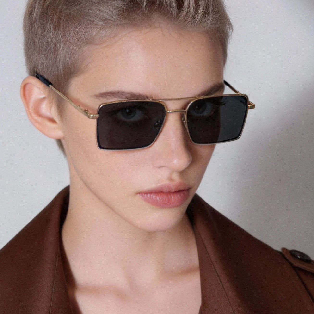 Damen modische rechteckige Brille mit stilvollem Metallrahmen Karnz