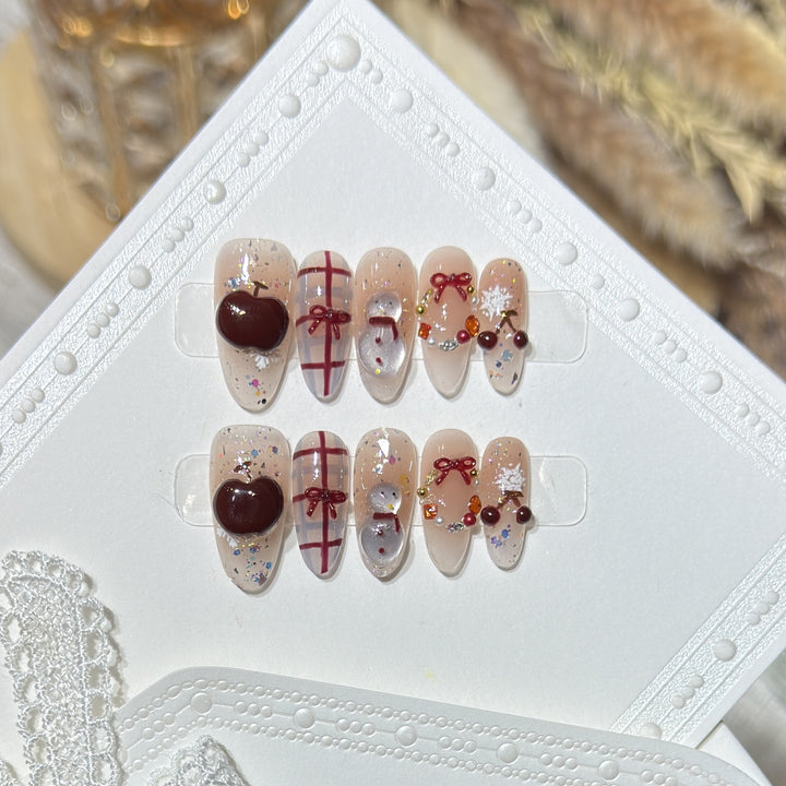 Winter-Themed Press-On Nail Art Set Karnz