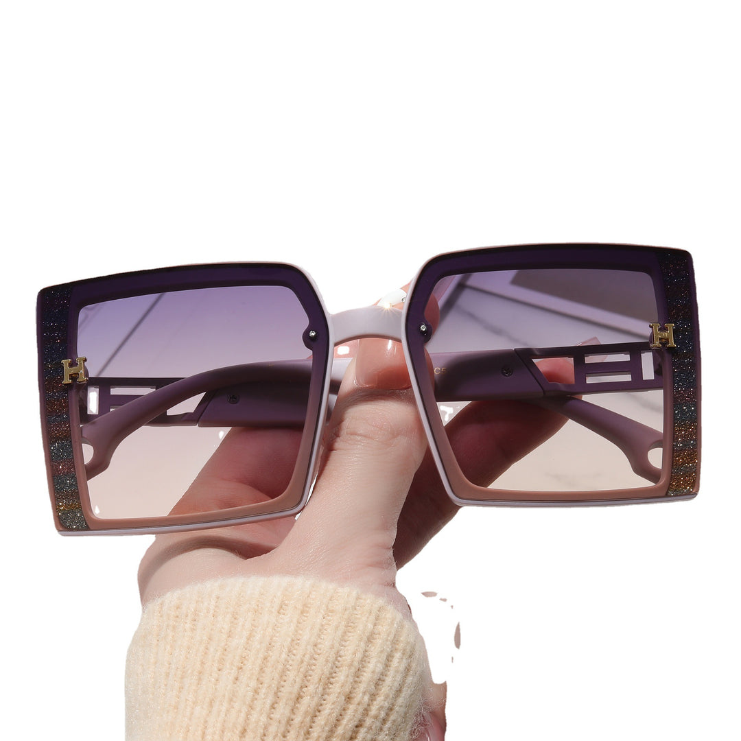 Damen modische Sonnenbrille mit extravagantem, rechteckigem Rahmen Karnz