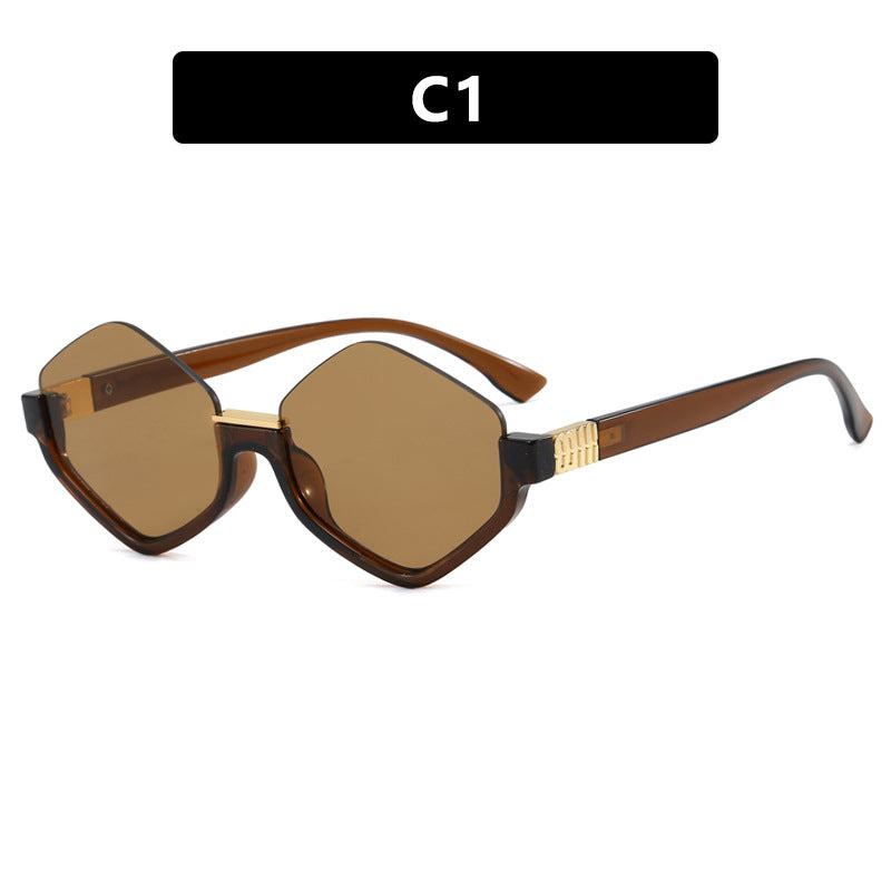 Damen modische Sonnenbrille mit trendy sechseckigem Rahmen und schützenden Gläsern Karnz