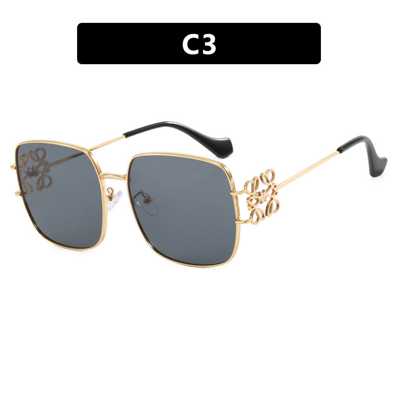 Damen quadratische Sonnenbrille mit filigranem Design und luxuriösem Metallrahmen Karnz
