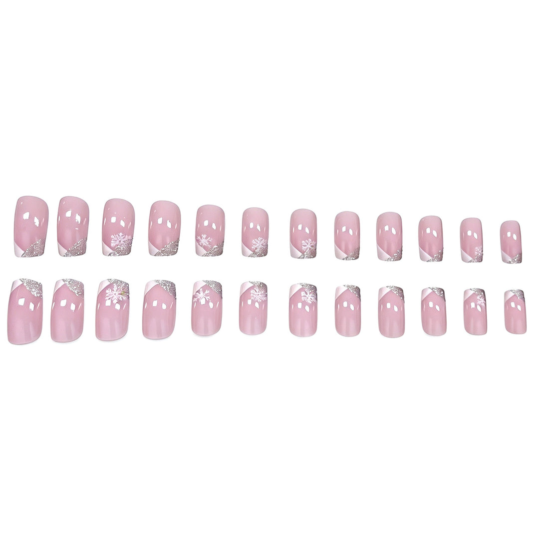 Elegante Schneeflocke Französische Spitze Nagelkunst Karnz