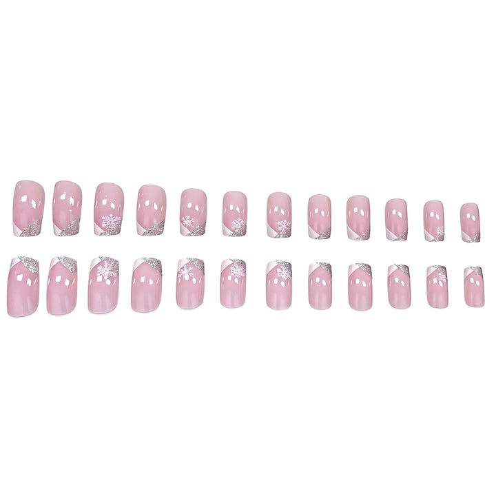 Elegante Schneeflocke Französische Spitze Nagelkunst Karnz