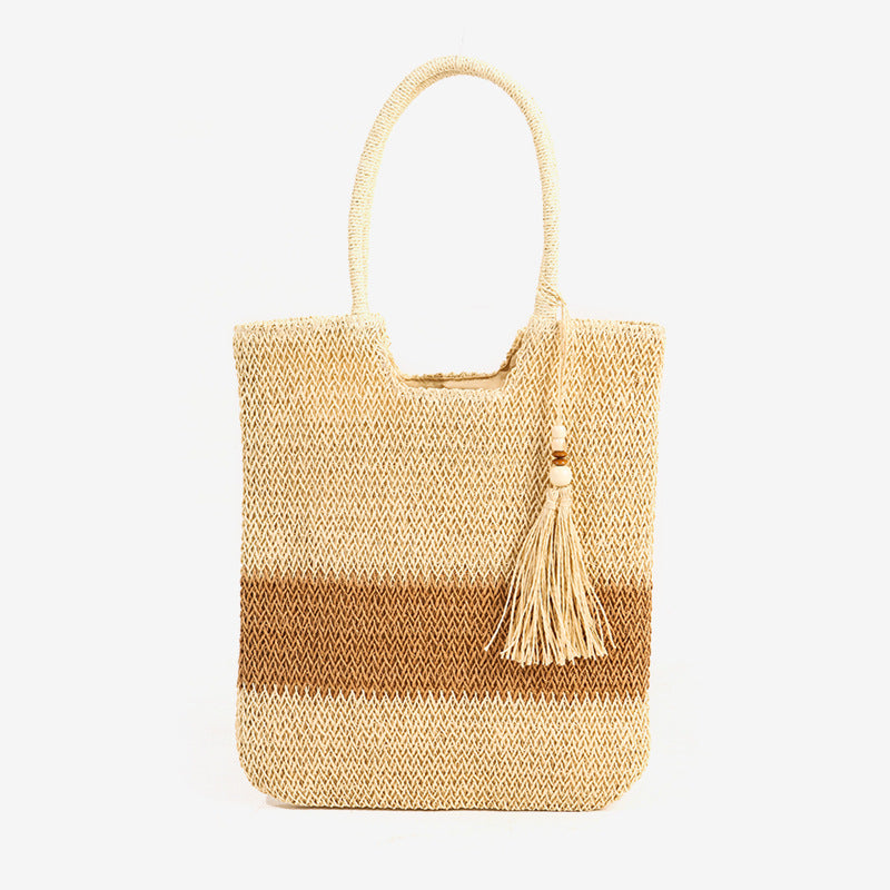Damen Elegante Strandtasche mit fransenbesetztem Design Karnz