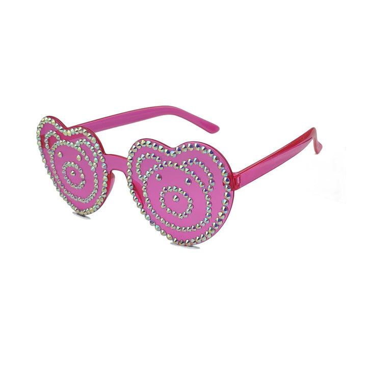 Damen Herzförmige Sonnenbrille mit funkelndem Strassmuster Karnz
