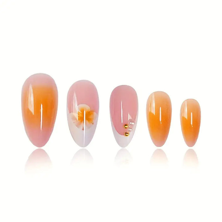 Künstlerisches Florales Design Press-On Nagelset Karnz
