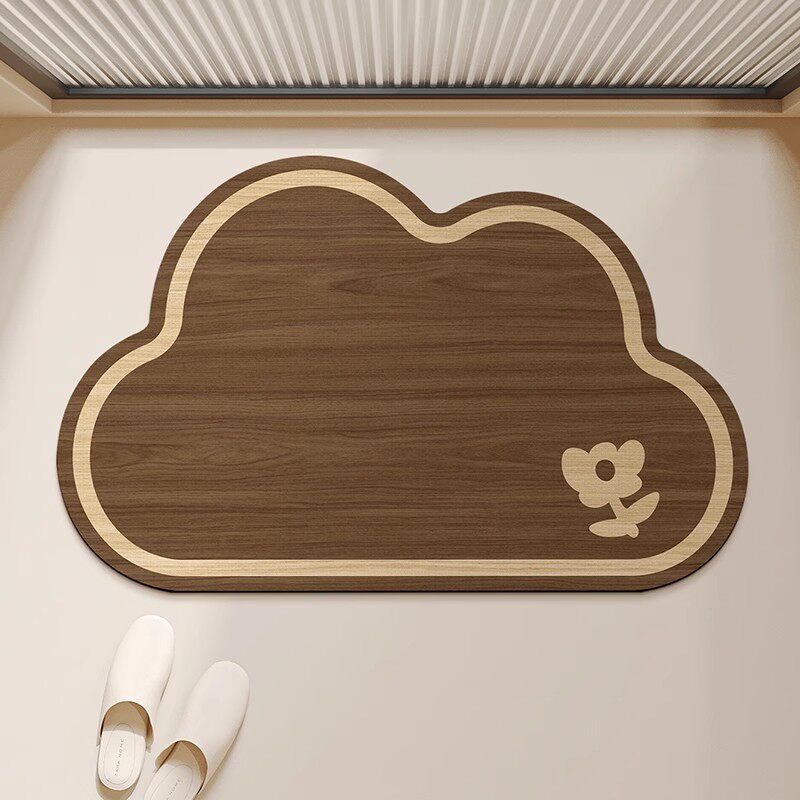 Absorbent Quick-Dry Bamboo-Style Cloud-Shaped Bath Mat