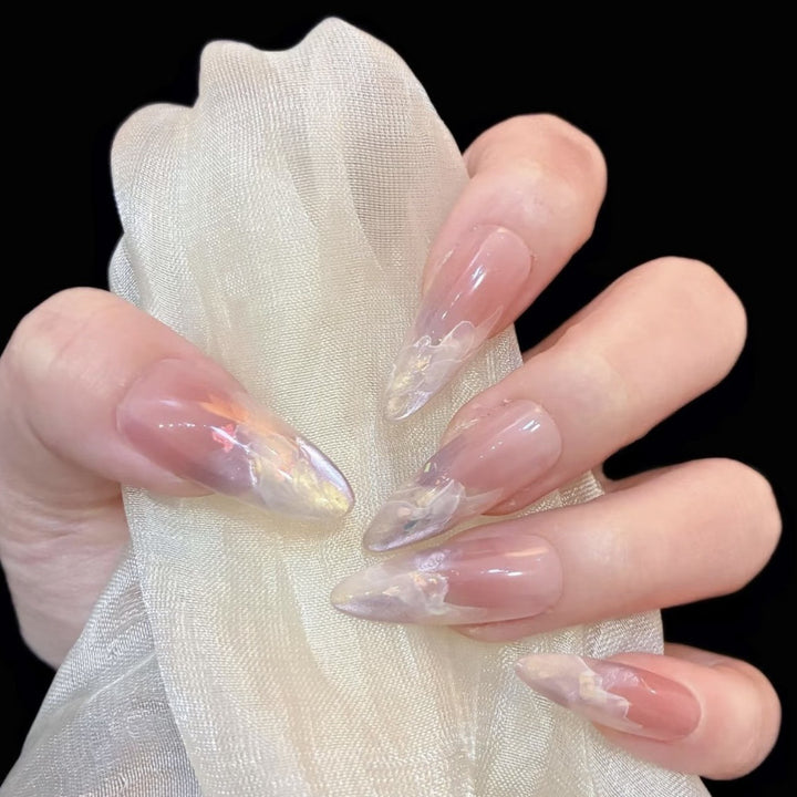 Press-On-Nail-Art-Set mit gradientem Marmor-Design