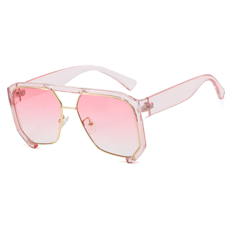 Damen modische Oversized-Sonnenbrille mit eleganter, facettierter Rahmenkonstruktion Karnz
