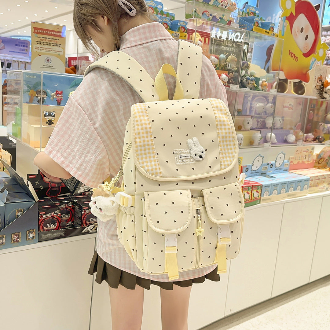 Niedlicher Illustrierter Polka Dot Rucksack Karnz