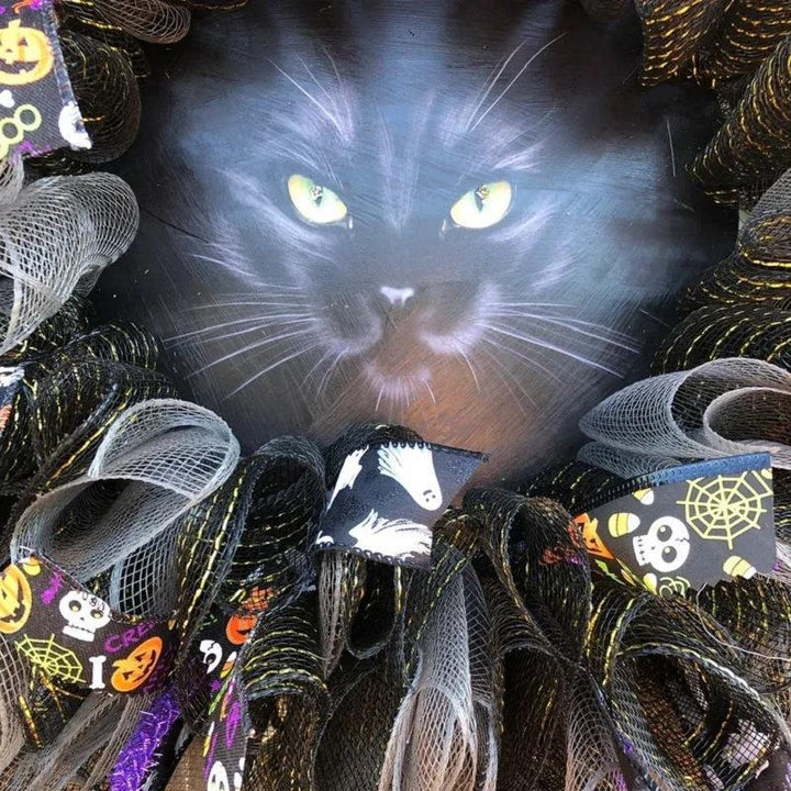 LED Illuminierte Halloween Katzenkranz