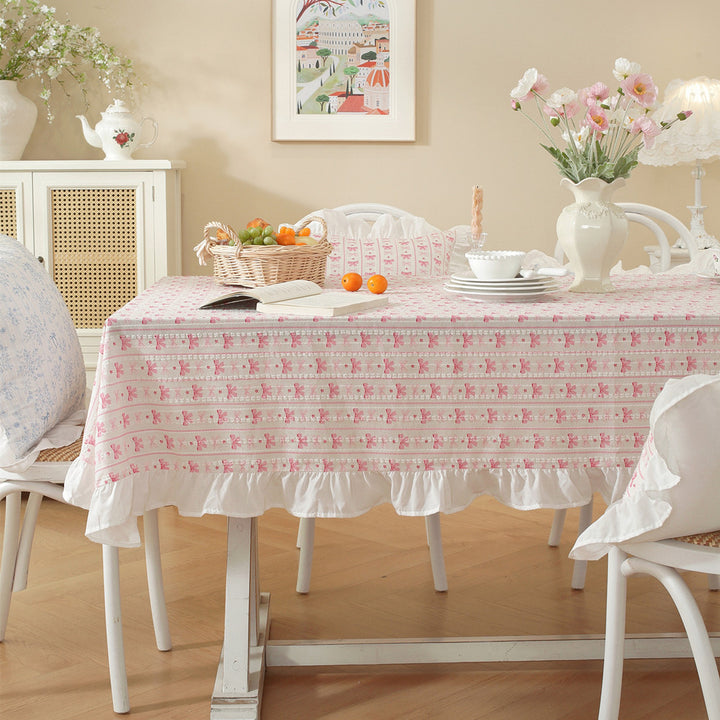 Rüsch Blümchenmuster Tischdecke