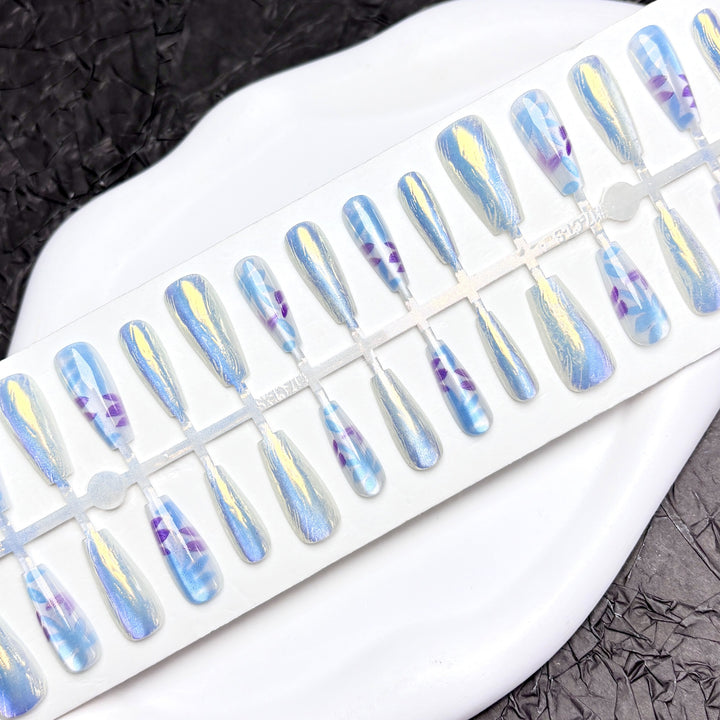Press-On Nagel Kunst Set mit Floral- und Glänzendem Finish