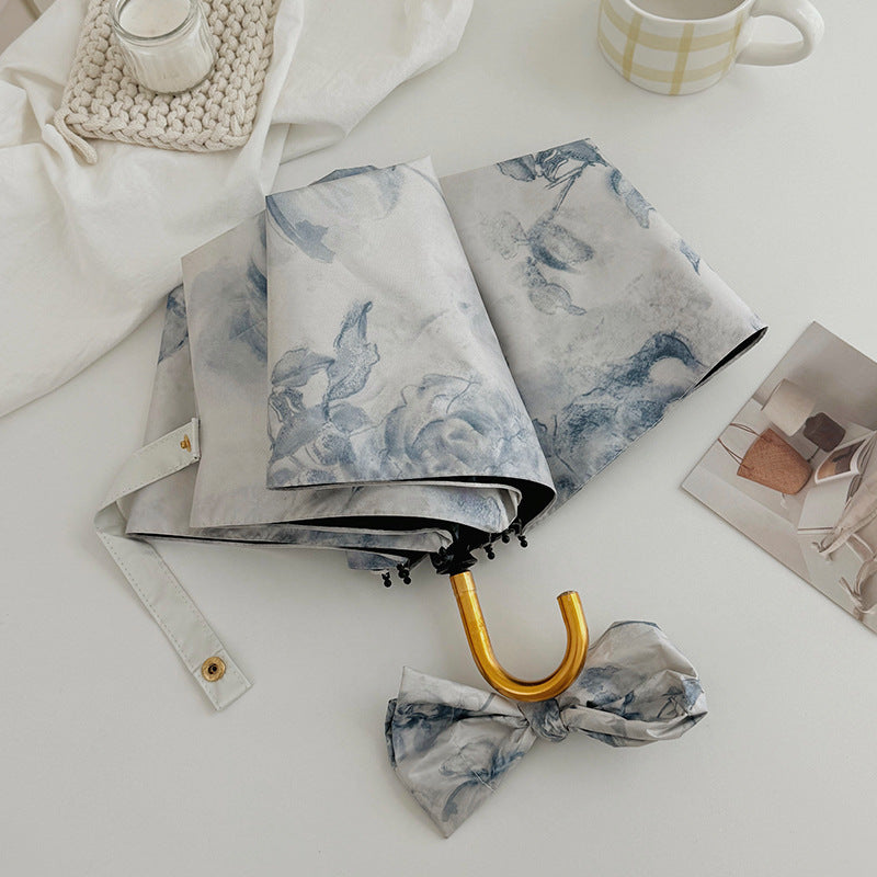 Damen Faltbarer Regenschirm mit romantischem Blumendesign Karnz