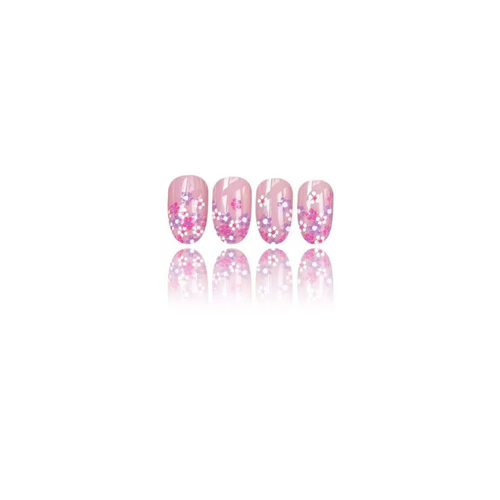 Kunstnagelset mit floralem Design und glitzernden Akzenten Karnz
