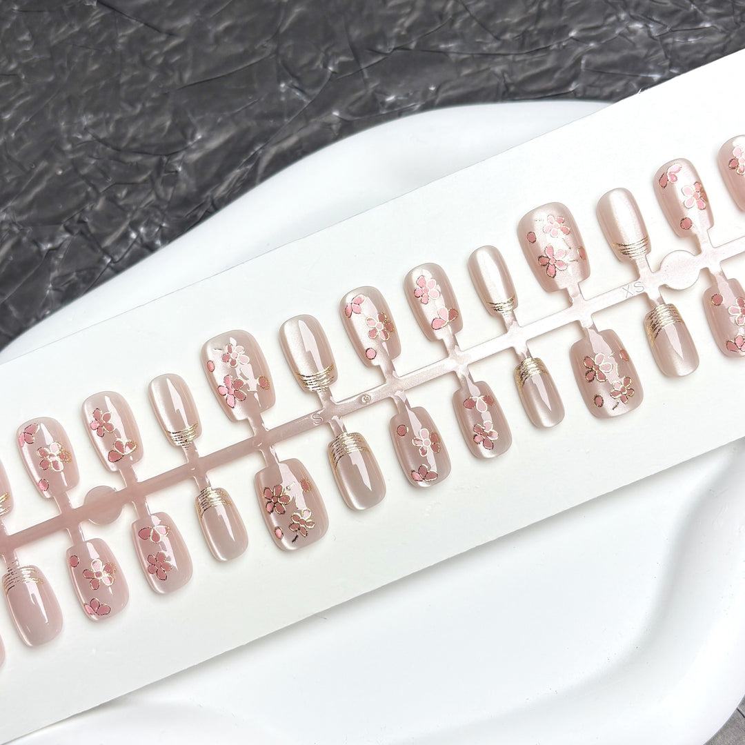 Premium Floral-Design Press-On Nagelset
