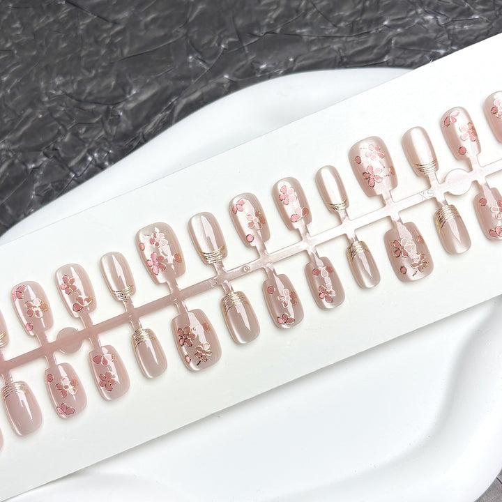 Premium Floral-Design Press-On Nagelset