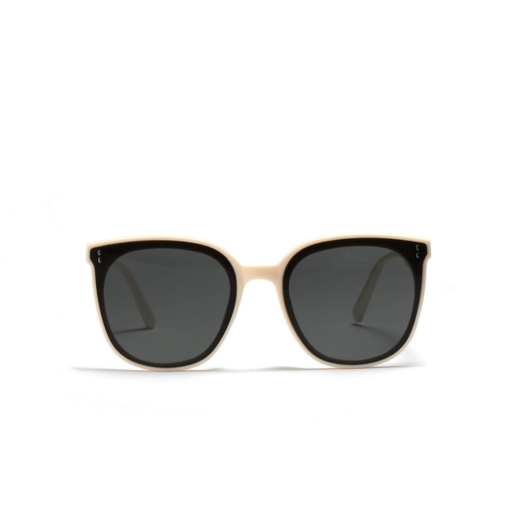 Damen modische quadratische Sonnenbrille mit hochwertigem transparentem Rahmen Karnz