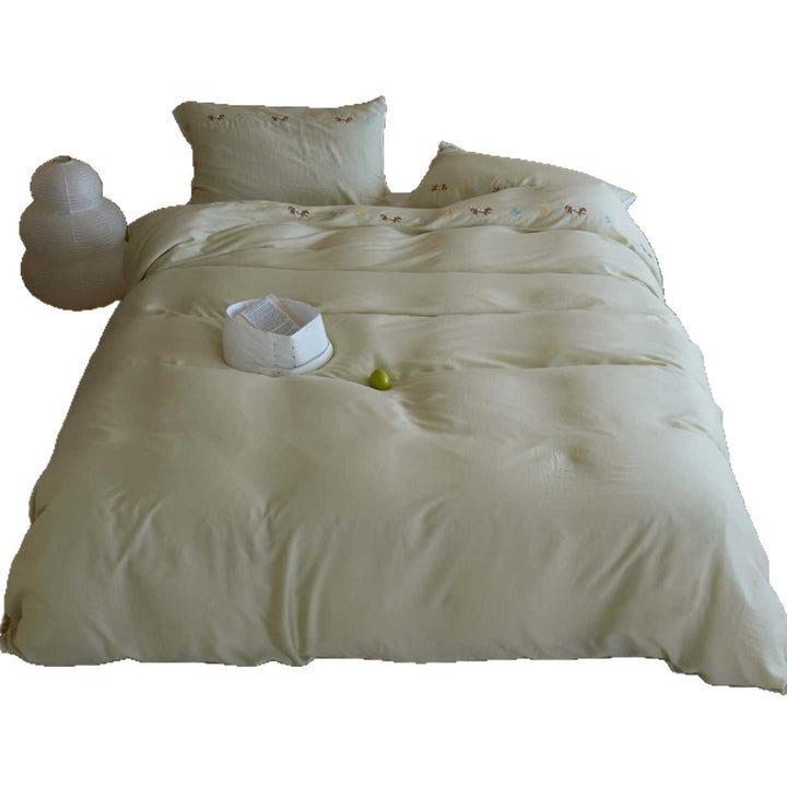 Bestickte Baumwoll-Percale Bettbezug-Sets mit Kissenbezügen