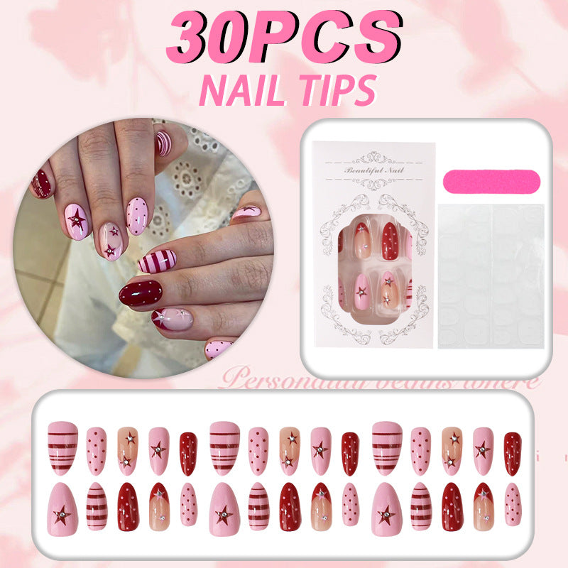Dekorativer Stern Design Press-On Nagelset Karnz