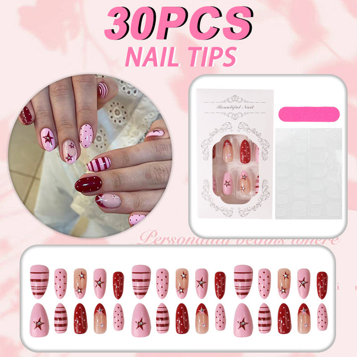Dekorativer Stern Design Press-On Nagelset Karnz