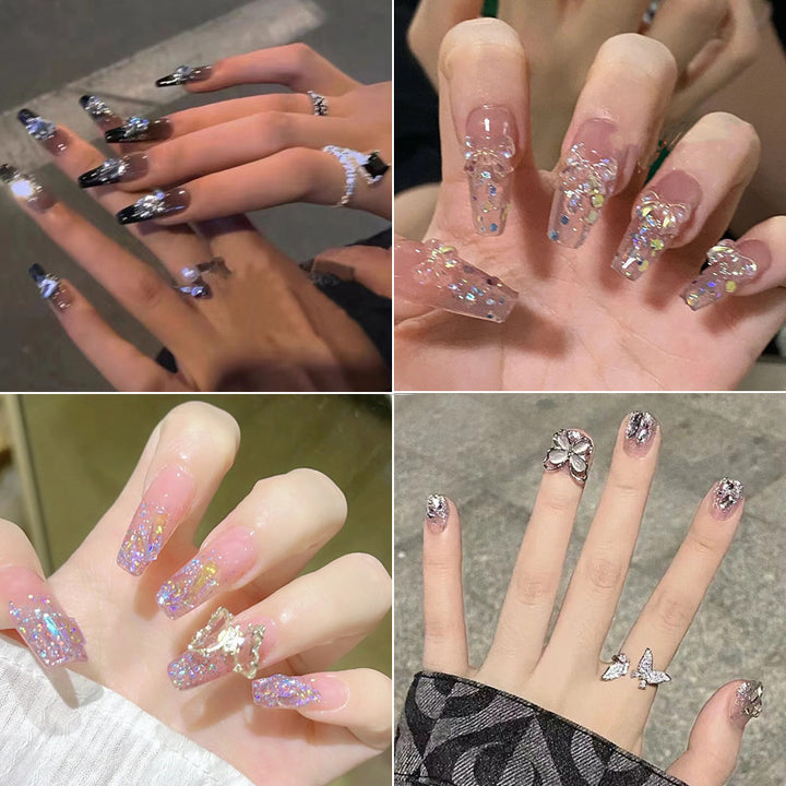 Blumeninspiriertes elegantes Nageldesign zum Aufkleben Karnz
