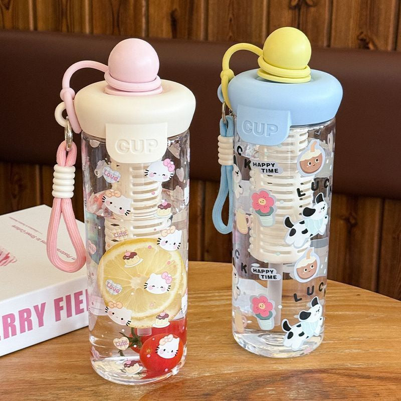 Damen Wasserflasche mit fröhlichen Motiv- und Frucht-Infusionseinsatz Karnz