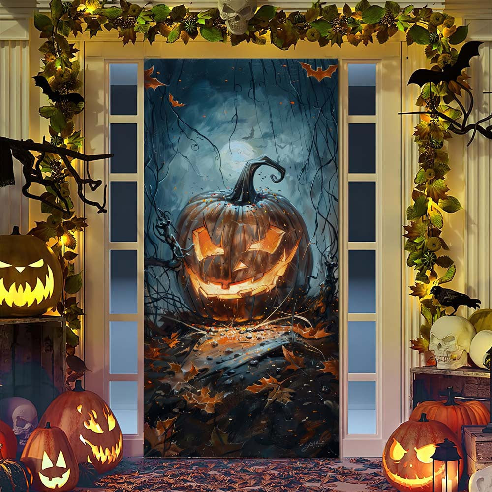 Halloween-Türposter mit großformatiger Grim-Reaper-Illustration und wiederverwendbarem PVC-Planenstoff