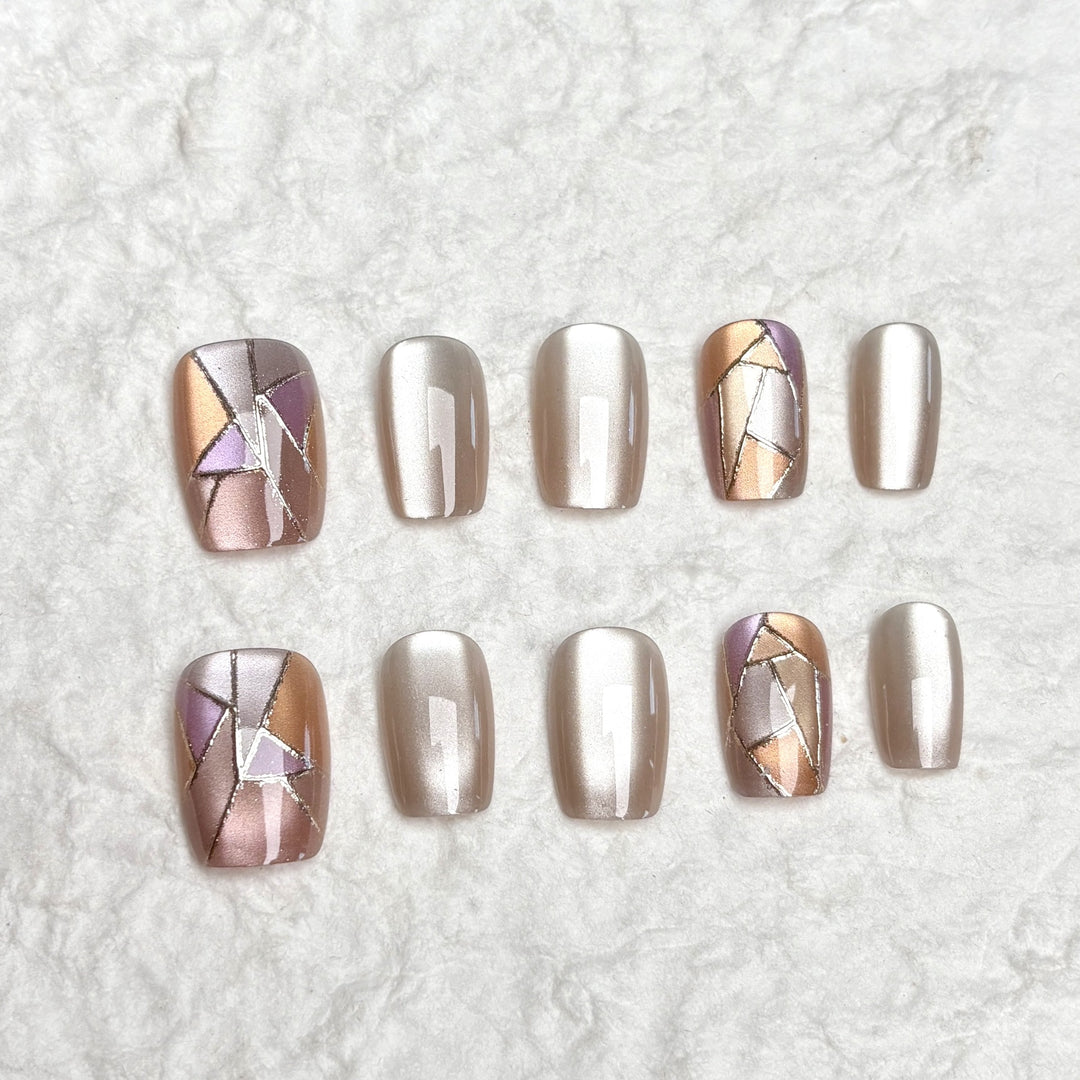 Geometrisches Design Press-On-Nagelset
