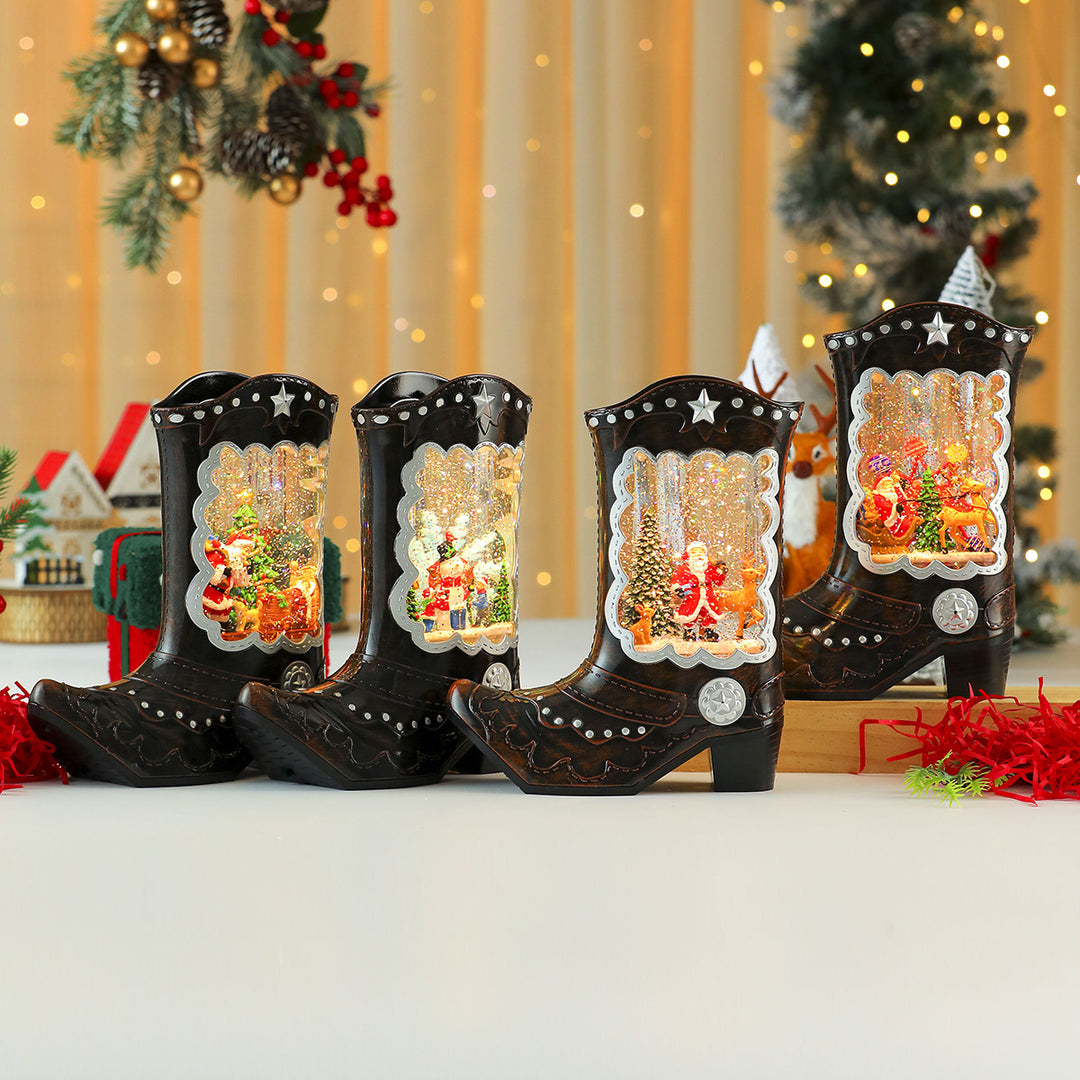 Dekorative Schneekugel Stiefel Ornament Karnz