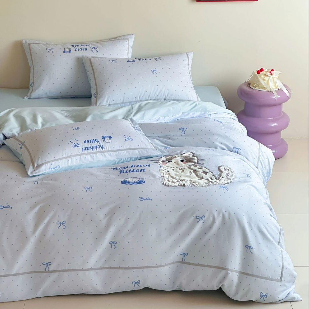 Kinder-Bettwäsche-Set mit Hundeapplikation, Patchwork‑Design und weichem Baumwollmix
