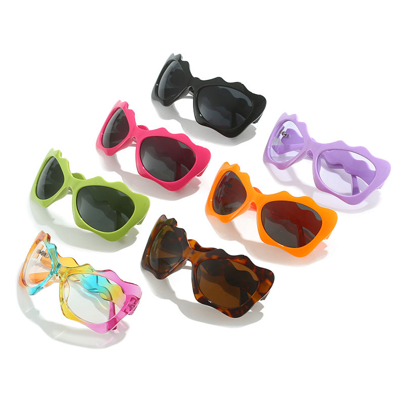 Damen extravagante Sonnenbrille mit wellenförmigem Rahmendesign Karnz