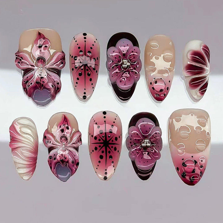 Künstlerisches florales Nagelkunst-Set