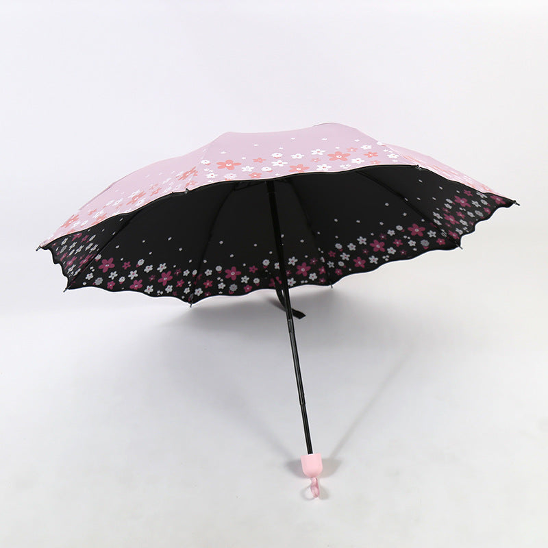 Damen Falt-Regenschirm mit detailliertem Floraldesign Karnz