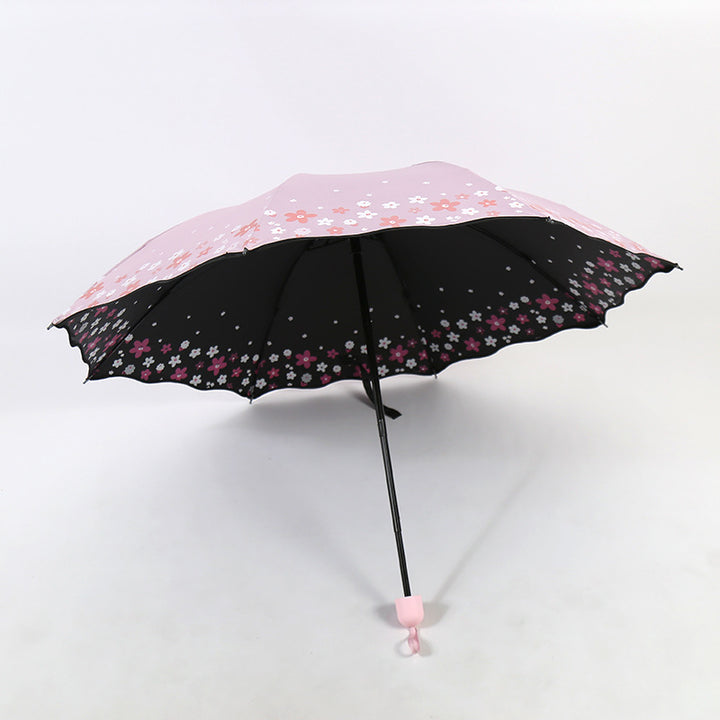 Damen Falt-Regenschirm mit detailliertem Floraldesign Karnz
