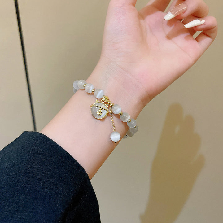 Charm Perlenarmband mit Katzenanhänger Karnz