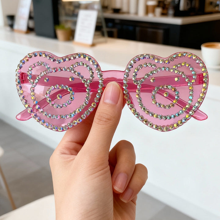 Herzförmige Strass-Sonnenbrille Karnz