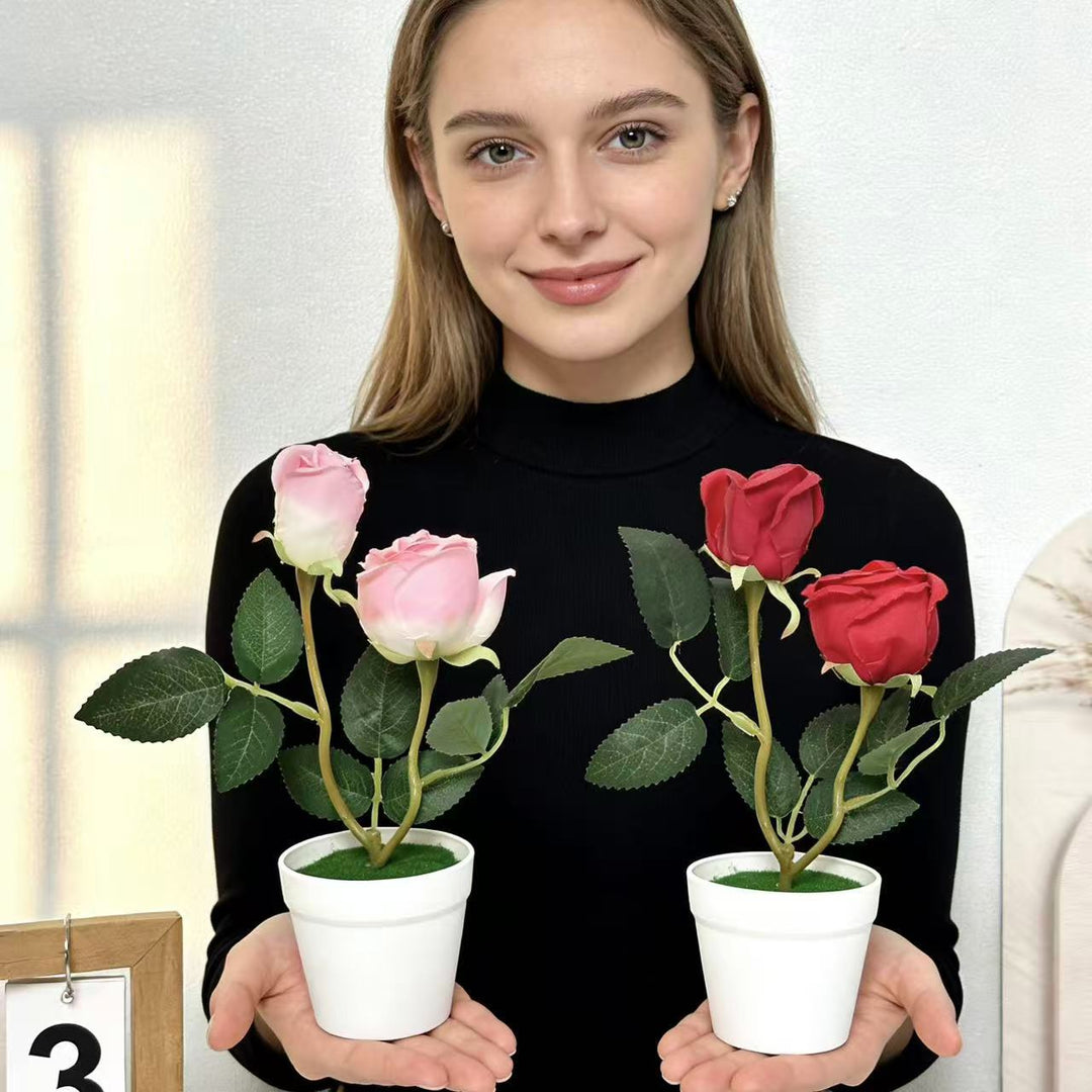 Realistische blühende Rosenarrangement