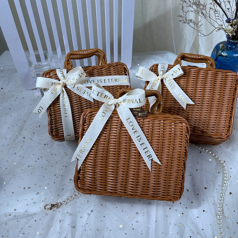 Damen klassischer Rattan Handtasche Karnz