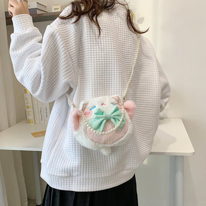 Niedliche Plüsch-Katzen-Themen-Handtasche