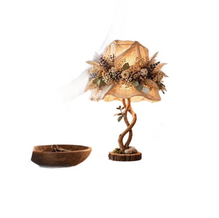 Dekorative Tischlampe mit floralen Elementen Karnz