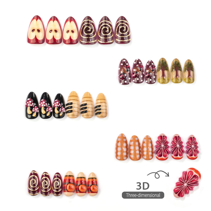 Künstlerisch handbemaltes Press-On Nageldesign