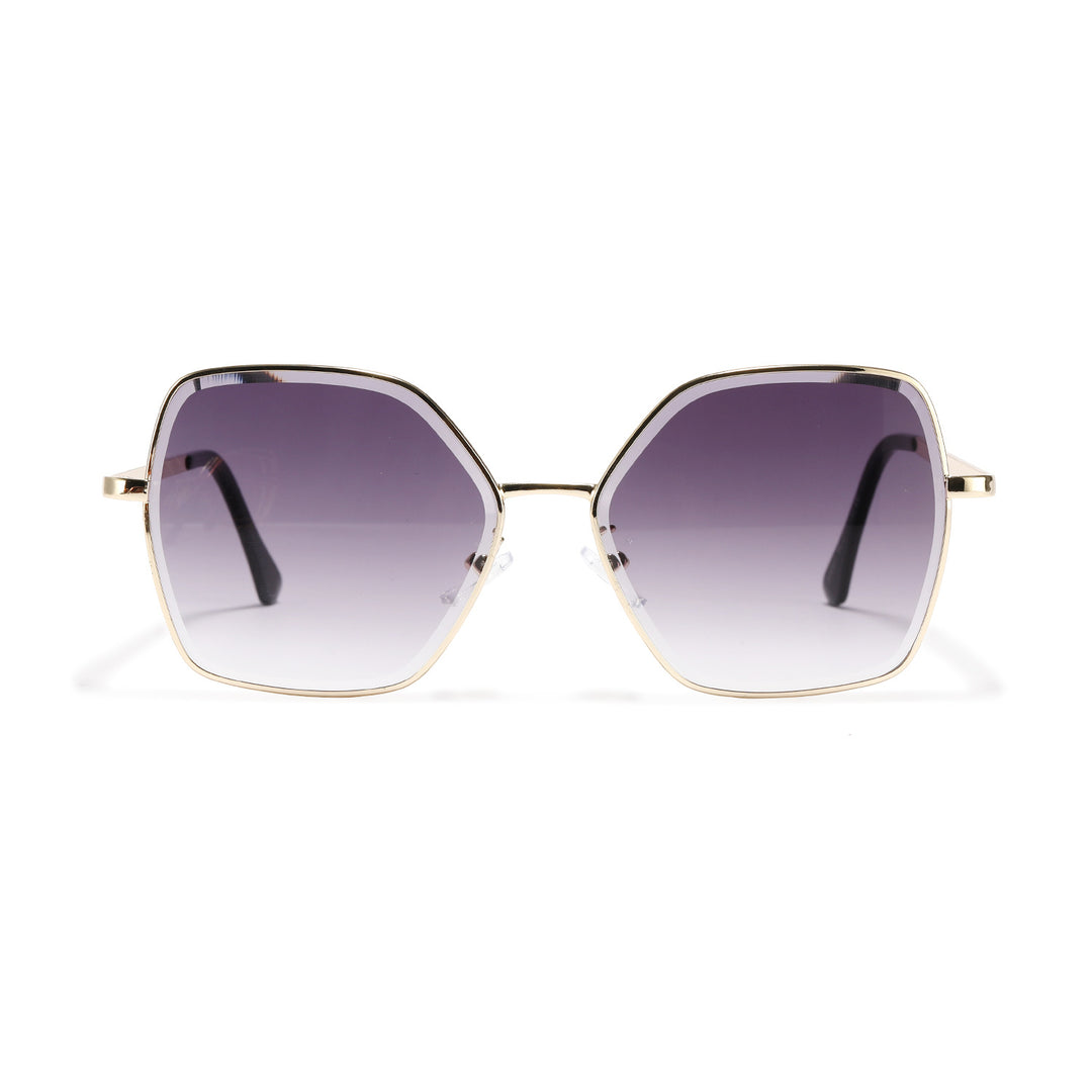 Damen geometrische Sonnenbrille mit modischem Goldrahmen Karnz