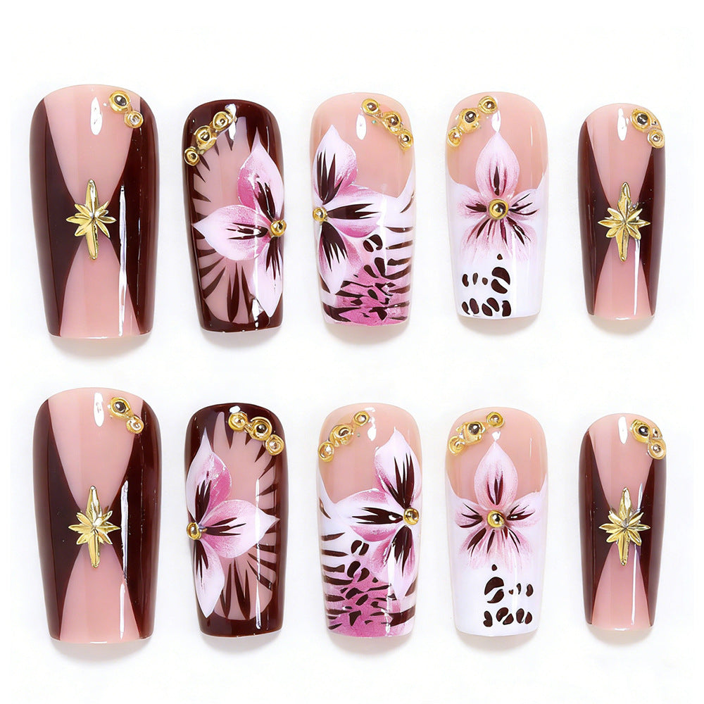 Blumenakzente Stiletto Drucknägel Karnz