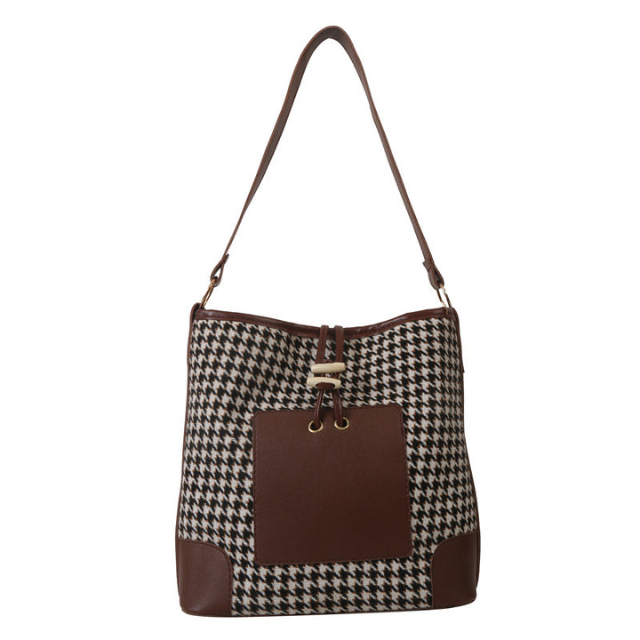 Stylische Hounds Tooth Druck Schultertasche